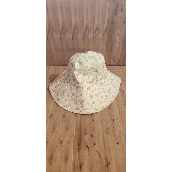 Lack Of Color Round Floppy Hat Size S/M Yellow Orange Flowers Print - Picture 1 of 7